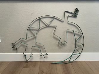 44x33 Large Outdoor Rustic Teal Green Gecko Lizard Metal Wall Decor