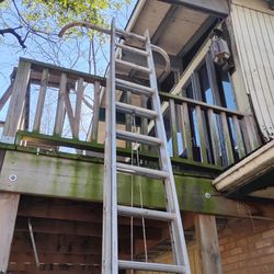 12' Aluminum Extension Ladder With Support Bar