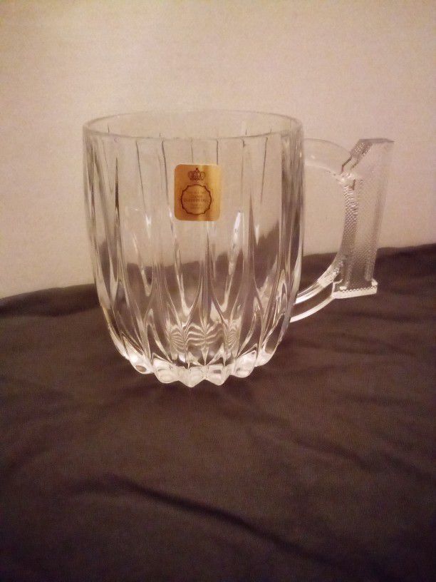 Mikasa Of Germany Large Crystal Number 1 Drinking Mug, Vintage Glass Mug, Heavy Crystal Glass, Coffee Or Beer Mug, Beverage Glass Mug, Decor

