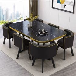 6 Seater  marble Inspired Dining Room Table