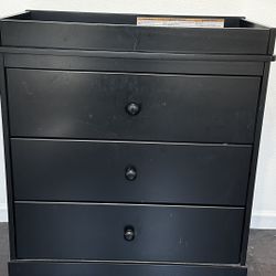 3 Drawer Black Changing Table 