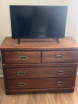 Wood Dresser with Brass Hardware