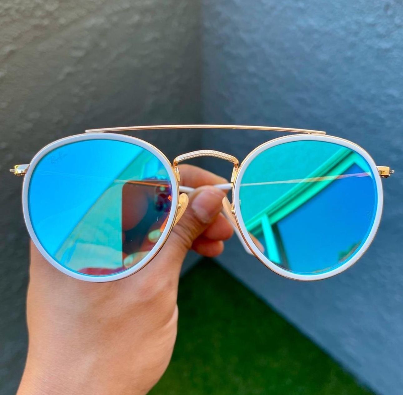 NWT Ray Ban Round Double Bridge Metal 3647 Original Case Included Designer Sunglasses