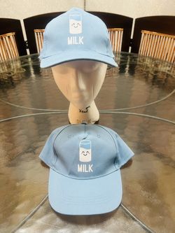 (2)Gertex Light Blue Kids Milk Baseball Cap Hat Size 4-6X Cartoon Kawaii 2023