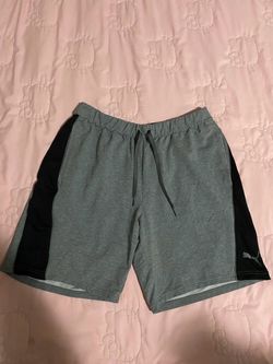 Puma Men's Gray Sweat Shorts with Black Side Panels - Size L