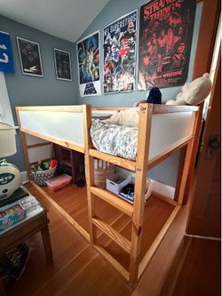 Loft bed (free) and mattress ($50)
