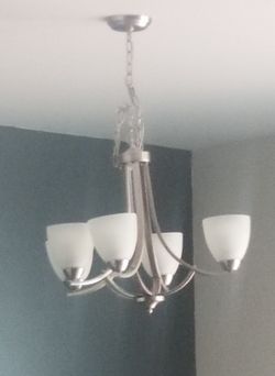 5 Light Brushed Nickel Chandelier - $50