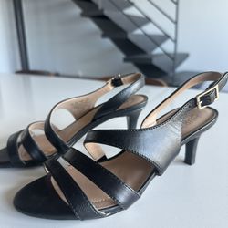 Black Leather Dress Sandals (Women)