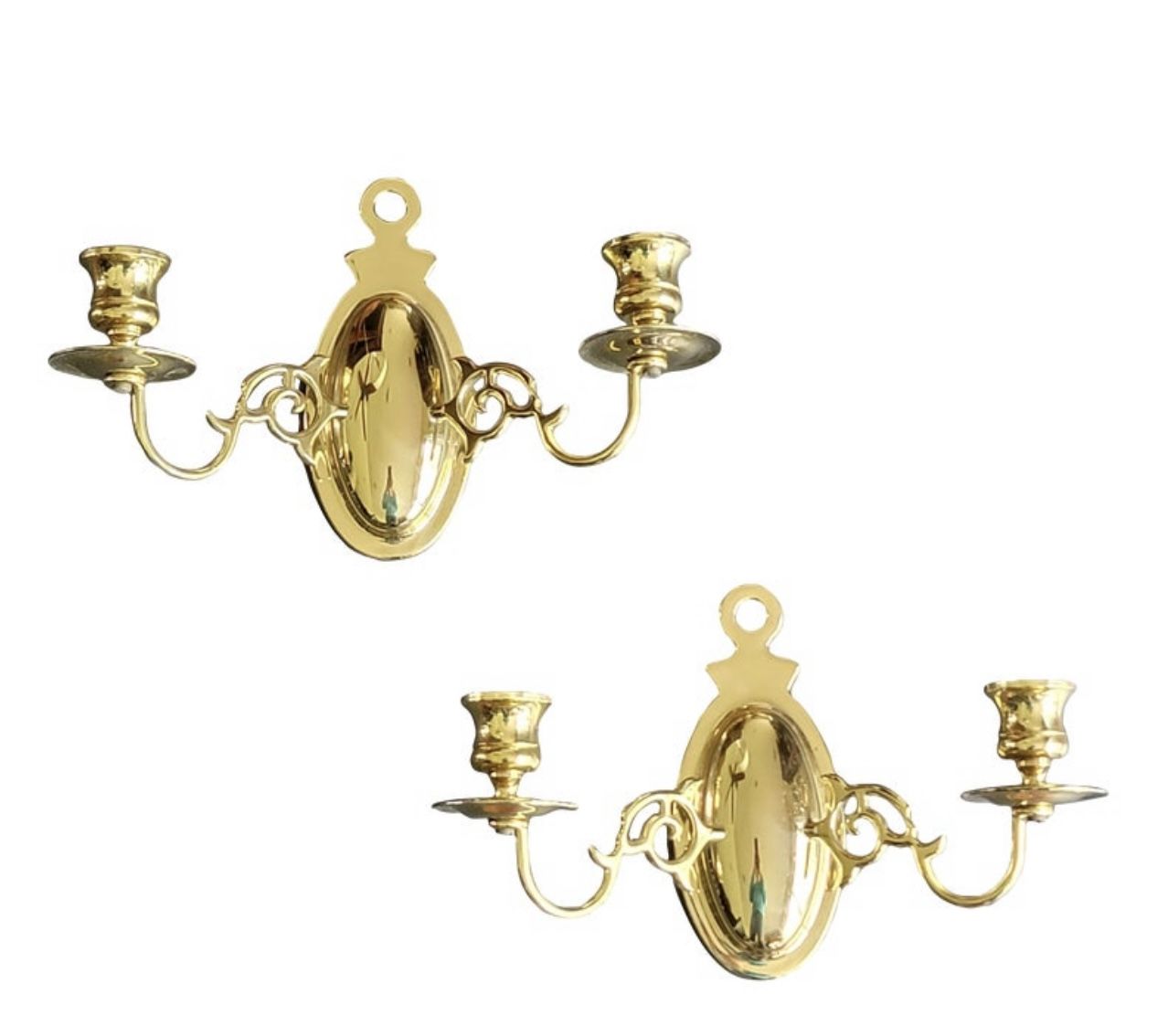 Vintage Georgian Style Cast Brass candle Holder Wall Sconce, a Pair