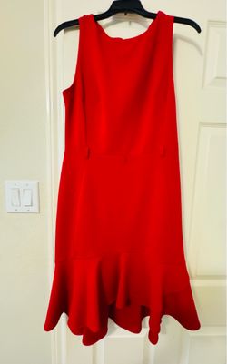 Red Sleeveless Dress with Ruffle Hem
