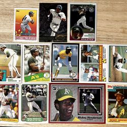 Rickey Henderson 12 Card Lot 1982 to 2018