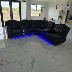 Seccional Reclinable Led Electrico 