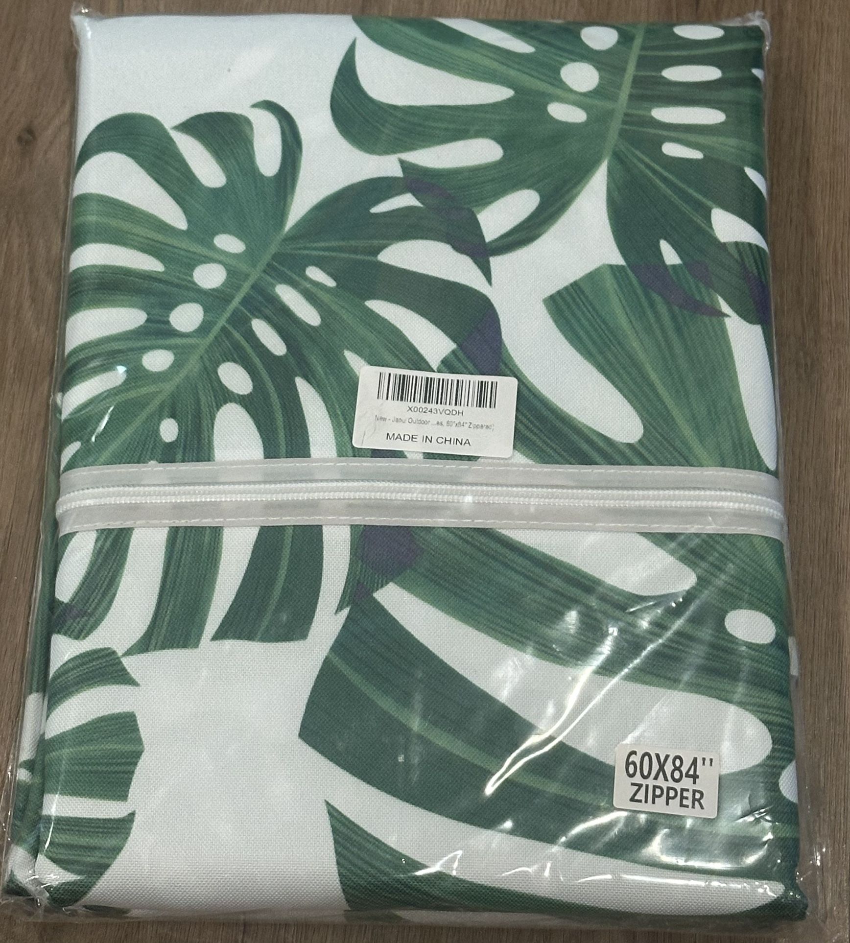 60” X 84” Waterproof Tropical Leaf Outdoor Rectangular Tablecloth, Brand New
