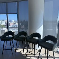 4 Green Swivel Bar Stools 27”