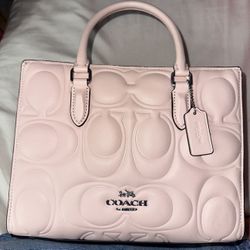 pink coach puffy tote 