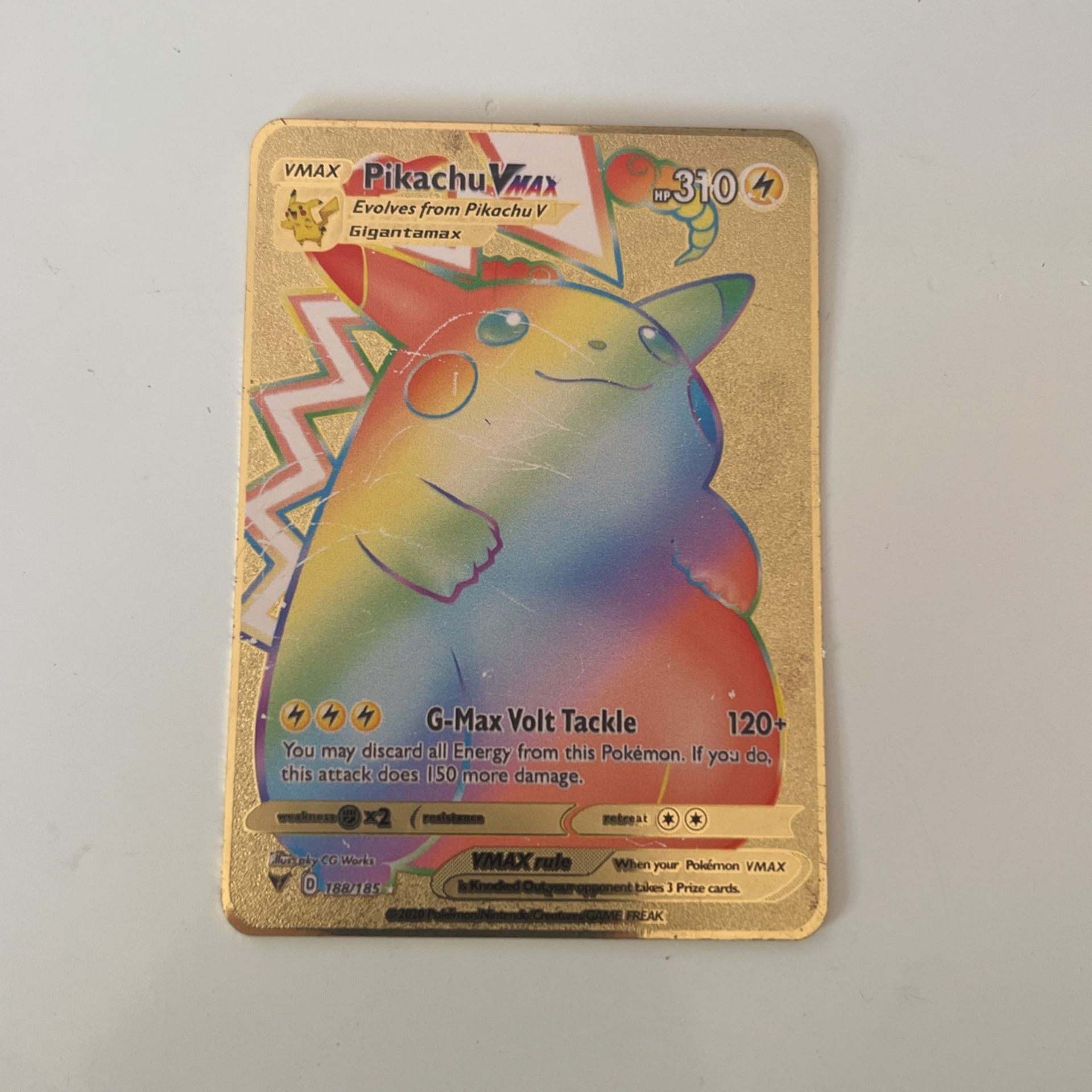 Gold, rainbow rare Pikachu Vmax Gold Edition Pokémon Card