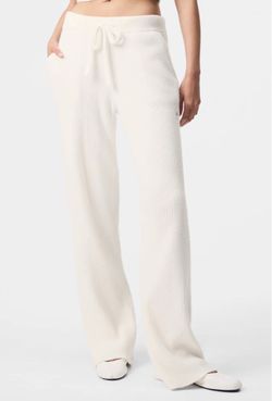 Alo Yoga Snuggle Up Sweater High-Waist Wide Leg Pant, XXS Ivory NWOT