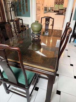Chinese Rosewood Dining Table with Chairs