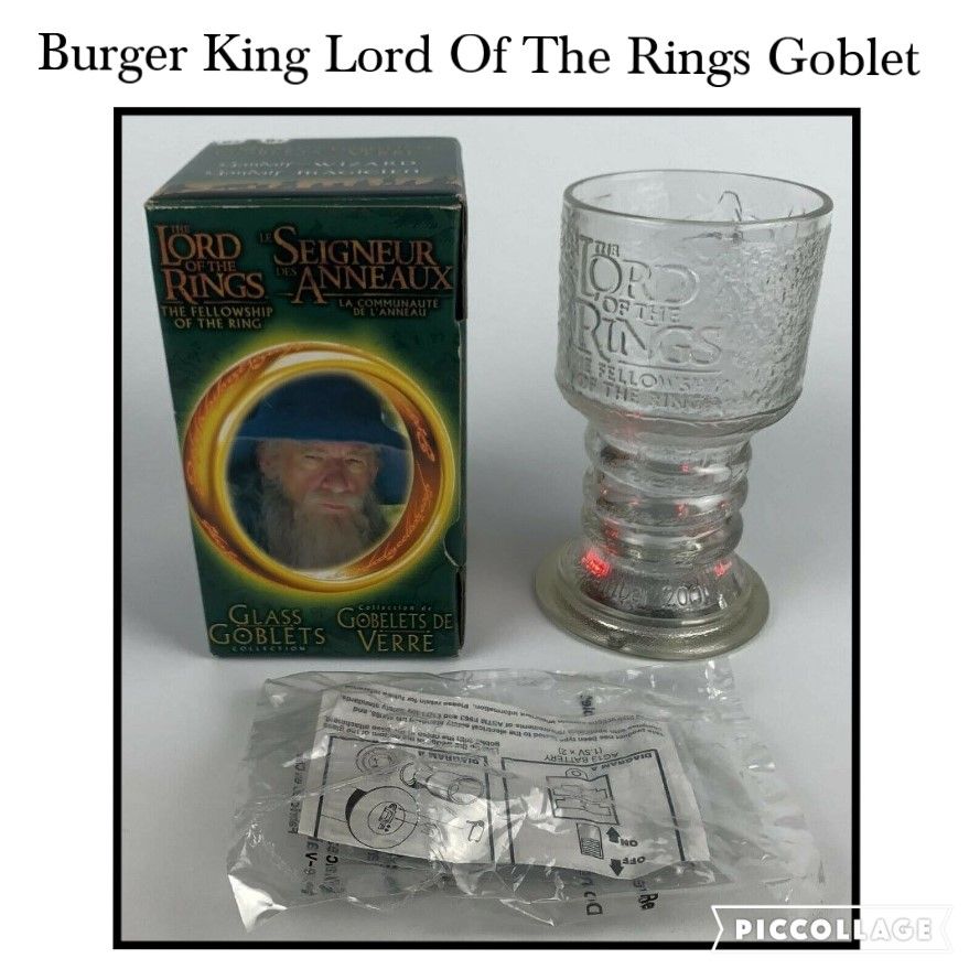 Lord Of The Rings Goblet Gandalf The Wizard Burger King 2001 Collectable