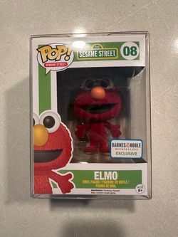 Flocked Elmo Funko Pop *VAULTED* Barnes & Noble Exclusive Sesame Street 08 protector Animation Television Cartoon Bert Ernie Big Bird Oscar Muppets