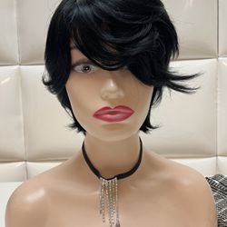 Human Hair Wig-natural Jet Black Color Hair-$60 Peluca De Pelo Natural color Negro