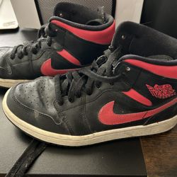 Nike Air Jordan 1 Mid – Black/Red (Worn, Authentic)