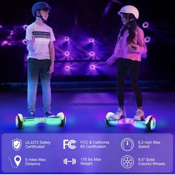 Pilot Hoverboard for Kids Ages 6-12, Hover Board with Music Speaker & LED Wheel Lights, All Terrain Hoverboard Gift for Boys Girls Teenagers, Self Bal