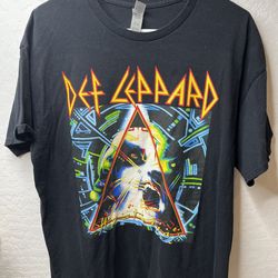 Def Leppard Hysteria And Pyromania Album Cover Men's Black T-Shirt Size XL