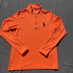 Ralph Lauren Polo Golf 1/4 Zip Orange/Blue Pullover Jacket Women’s L Vintage Vtg