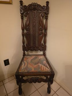 Antique Oak carved chairs (2)