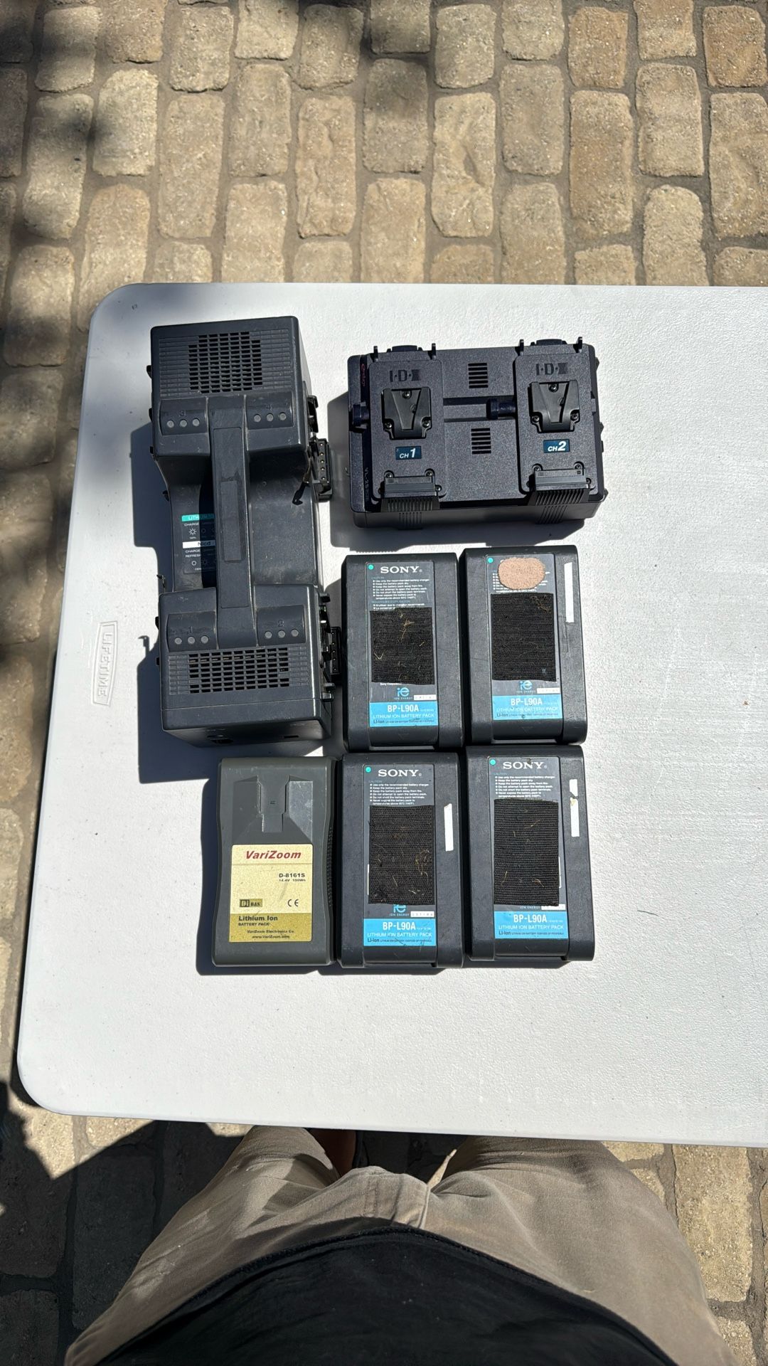Sony V-Mount Battery Bundle – 6 Batteries + 2 Chargers (As-Is)