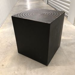 White, Black or Brown Wood Rustic Eclectic Boho Cube Side Accent Table - Black