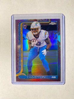 2025 Topps Chrome Omarion Hampton Pigskin RC #324 Los Angeles Chargers
