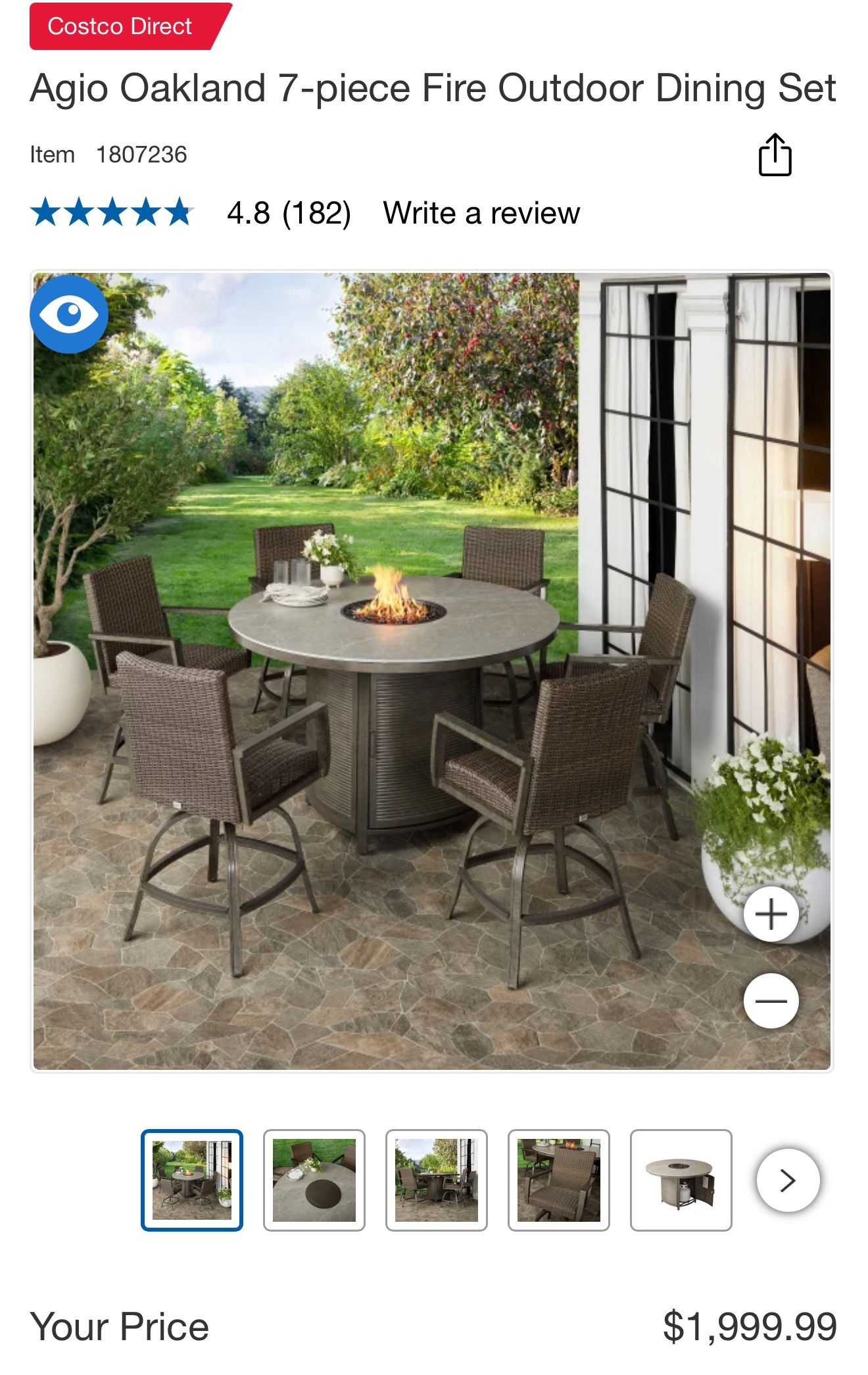 Agio Oakland 7-piece Fire Outdoor Dining Set