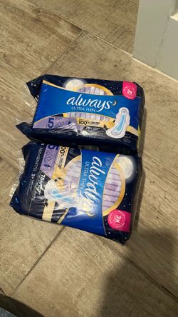 Always Ultra Thin Overnight Pads with Wings, Size 5, Extra Heavy Overnight, 34 Count