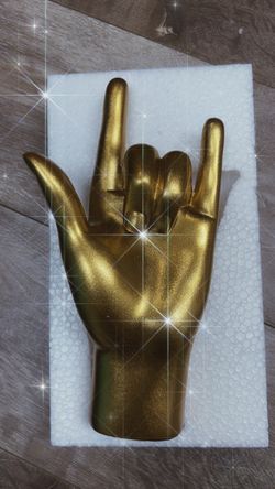 Golden hand sculpture - I love you