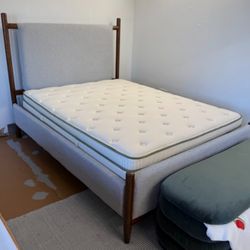 Mid Century Modern Upholstered Bed Frame
