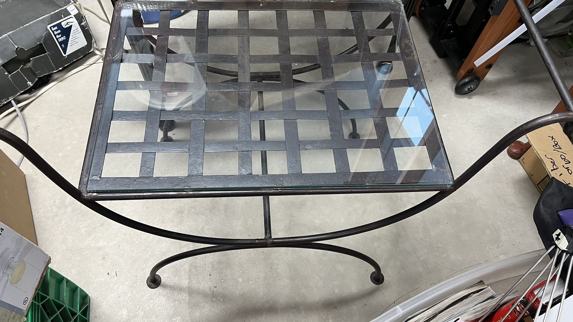 Glass And Wrought Iron Table