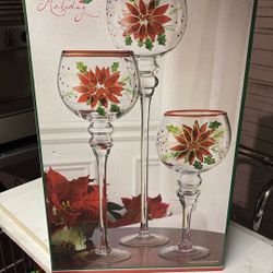 Home Holiday Set Of Three Candles Holders