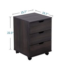 3 Drawer Dresser Mobile Cabinet Under Desk Storage for Home Office, Fully Assembled Except Casters, Walnut Finish