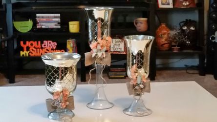 Glass sconces burlap and rustic floral made for Wedding