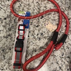 New Large Dog Reflective Collar And Matching Leash