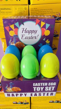 6 Pcs Extra Big Easter Eggs Filled with Puzzles,Prefilled Egg with Dinosaur 🦕 🦖 Puzzles for Kids Easter Hunt, Basket Stuffers,  ❗️3 Different Styles
