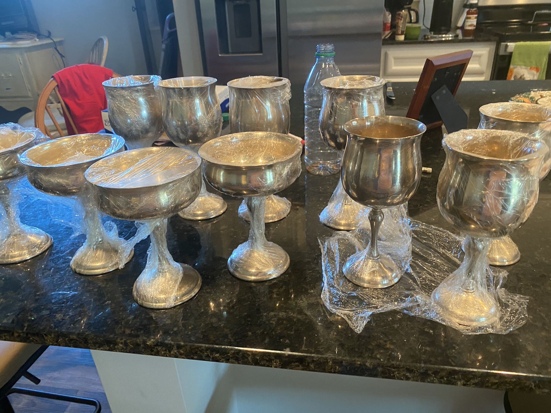 4 Each Silver Plated goblets and fruit bowls