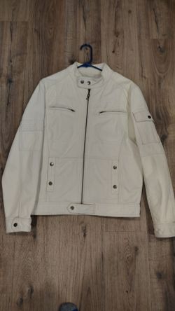 Marc New York Andrew Marc Men's White Genuine Leather Moto Jacket - Size M