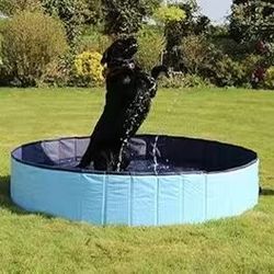 New In Box 60x11 Inch Tall Pet Outdoor Swimming Dog Kids Pool PVC Foldable Bathing Tub 