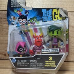 Teen Titans Go Beast Boy Happy Raven Trigon Mini Figure 3-Pack