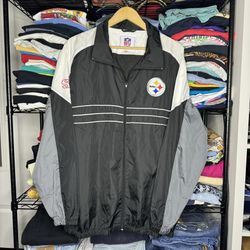 Retro NWT NFL Steelers Football Windbreaker Jacket Sz XXL 