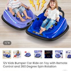 (2) 12V Kids Bumper Cars With Remotes