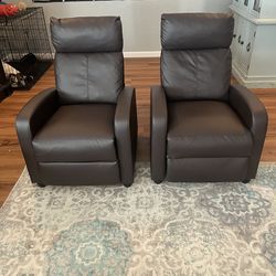 Faux leather recliners with massage and heat